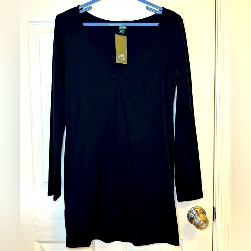 NWT Ladies Black Sweetheart Cut Front Mini Dress Size Medium